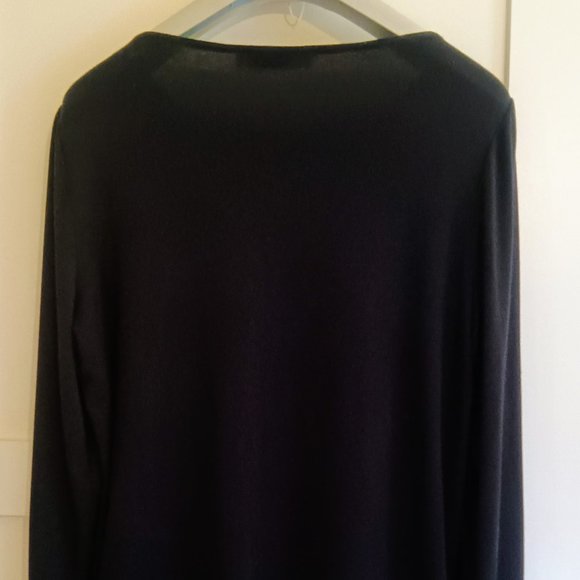 Alex Garfield Black Faux Leather Front Knit Tunic Long Sleeve Top- Size L-XL - Picture 5 of 8